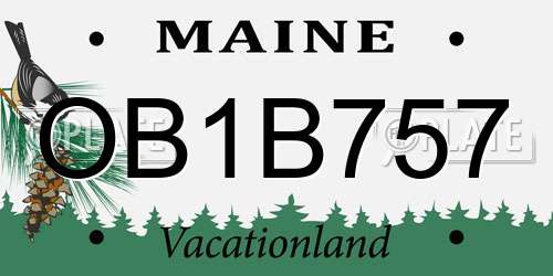 OB1B757 Maine License Plate