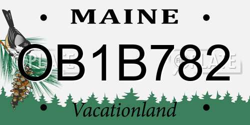 OB1B782 Maine License Plate