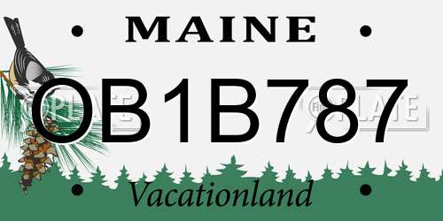 OB1B787 Maine License Plate