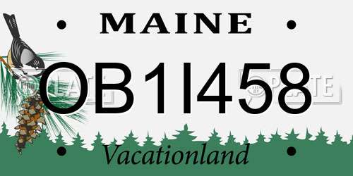 OB1I458 Maine License Plate