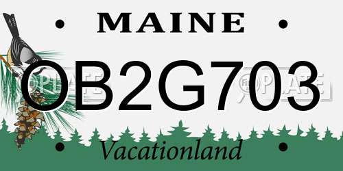 OB2G703 Maine License Plate