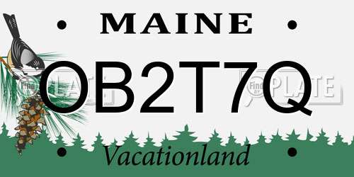 OB2T7Q Maine License Plate