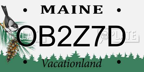 OB2Z7D Maine License Plate