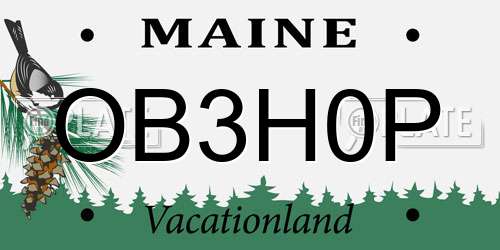 OB3H0P Maine License Plate