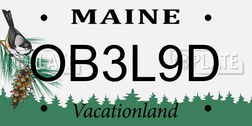 OB3L9D Maine License Plate