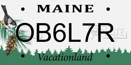 OB6L7R Maine License Plate