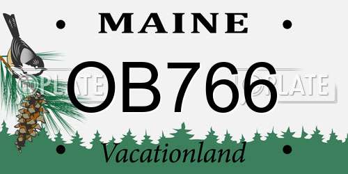 OB766 Maine License Plate