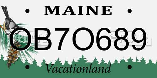 OB7O689 Maine License Plate
