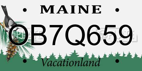 OB7Q659 Maine License Plate