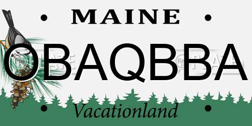 OBAQBBA Maine License Plate