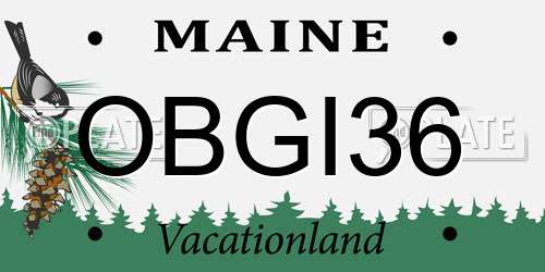OBGI36 Maine License Plate