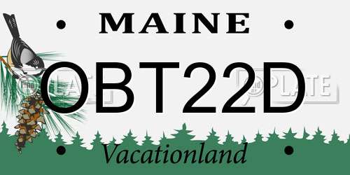 OBT22D Maine License Plate