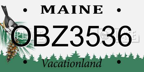 OBZ3536 Maine License Plate