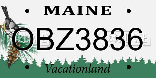 OBZ3836 Maine License Plate
