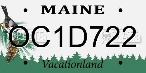 OC1D722 Maine License Plate