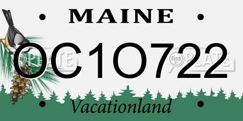 OC1O722 Maine License Plate