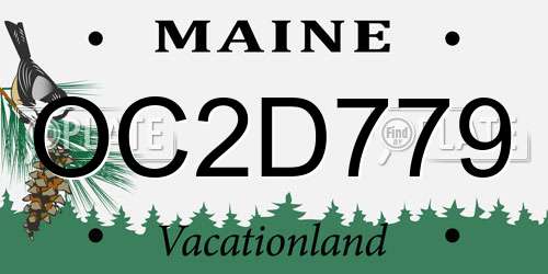 OC2D779 Maine License Plate
