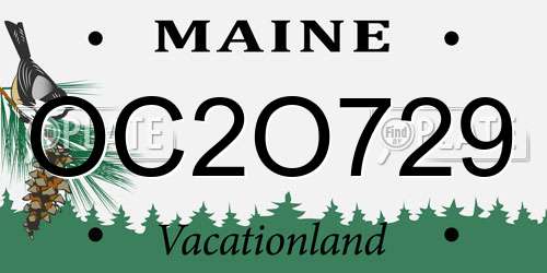 OC2O729 Maine License Plate