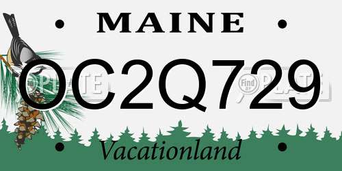 OC2Q729 Maine License Plate