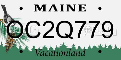 OC2Q779 Maine License Plate