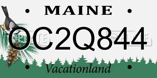 OC2Q844 Maine License Plate