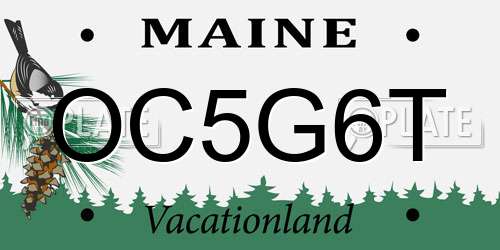 OC5G6T Maine License Plate