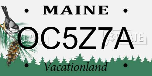 OC5Z7A Maine License Plate
