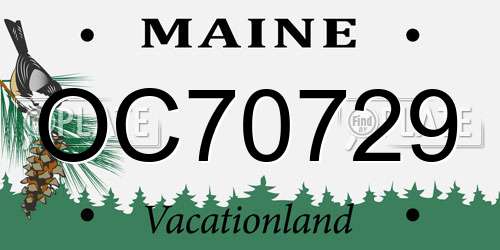 OC70729 Maine License Plate