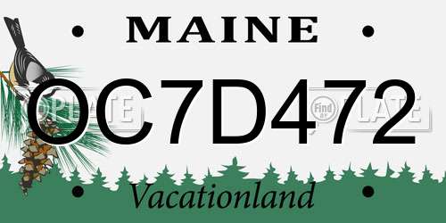 OC7D472 Maine License Plate