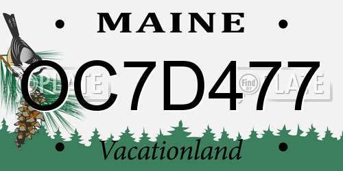 OC7D477 Maine License Plate
