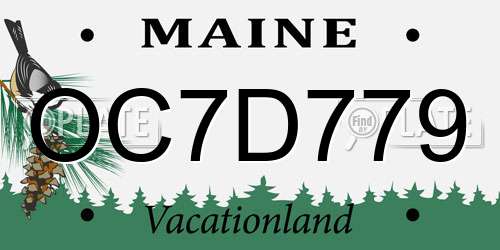 OC7D779 Maine License Plate