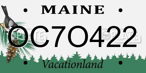 OC7O422 Maine License Plate
