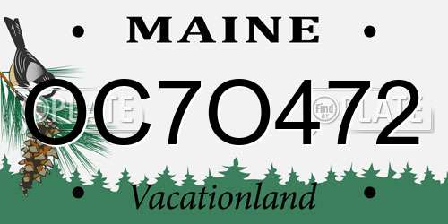 OC7O472 Maine License Plate