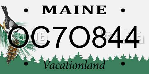 OC7O844 Maine License Plate