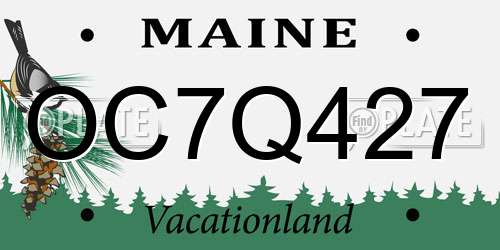 OC7Q427 Maine License Plate