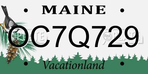 OC7Q729 Maine License Plate