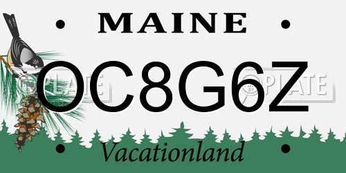 OC8G6Z Maine License Plate