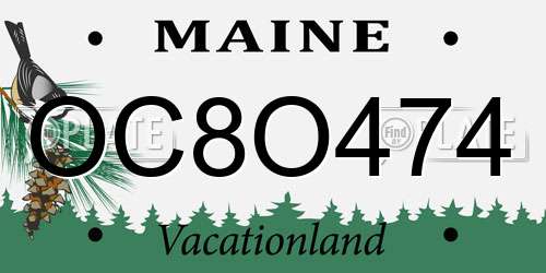 OC8O474 Maine License Plate