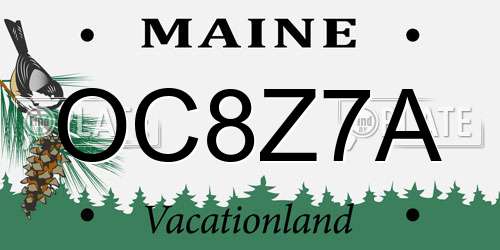 OC8Z7A Maine License Plate
