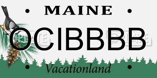 OCIBBBB Maine License Plate