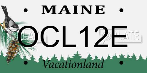 OCL12E Maine License Plate