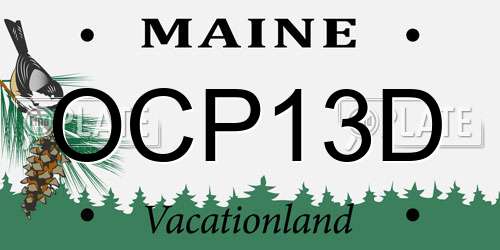 OCP13D Maine License Plate