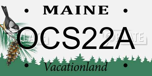OCS22A Maine License Plate