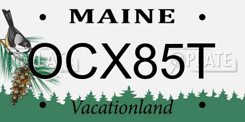 OCX85T Maine License Plate