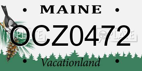 OCZ0472 Maine License Plate