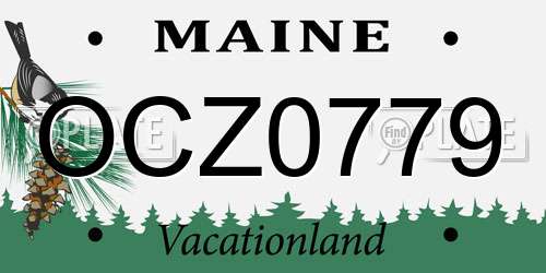 OCZ0779 Maine License Plate