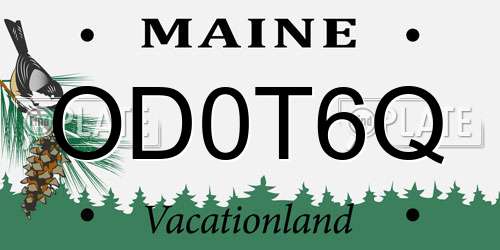 OD0T6Q Maine License Plate