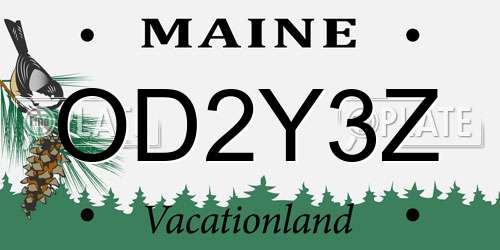 OD2Y3Z Maine License Plate