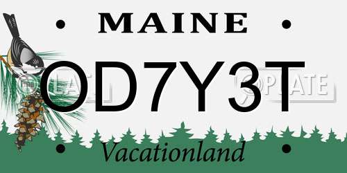 OD7Y3T Maine License Plate