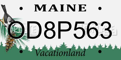 OD8P563 Maine License Plate